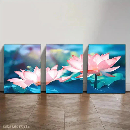 3pcs Versatile Spaces for Lotus Flower Mural Metal Print Ready to Hang Art