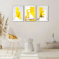 3pcs Yellow White abstract, Yellow and white Metal Print Ready to Hang Art
