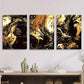 3pcs Luxurious Black & Golden Marble Metal Print Ready to Hang Art