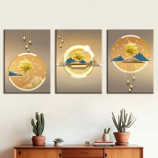 3pcs light luxury Golden abstract animal graphic  Wall Art Set Canvas Framed 40x60cm - High Quality Print 100% Australian Made Wall Canvas Ready to Hang