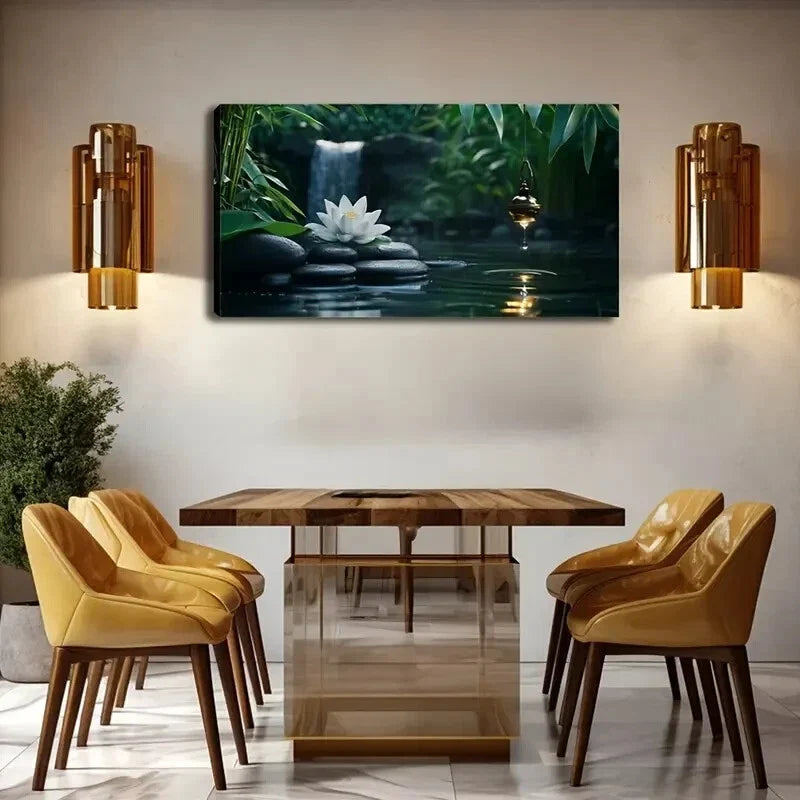 White Lotus Flower Black Pebble Wall Art Canvas Office Home Room Framed 120x60cm