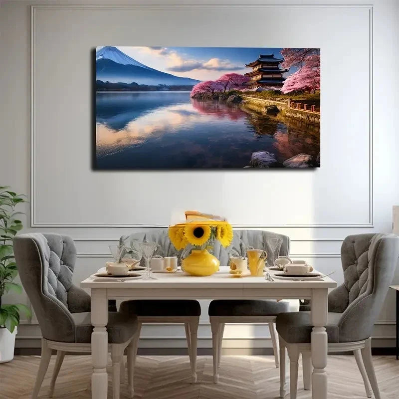 Mount Fuji Scenery Wall Art Canvas Office Home Room Framed 120x60cm