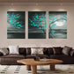 3pcs Night Moon Trees Watercolor Metal Print Ready to Hang Art