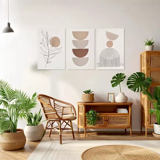 3pcs Bohemian Abstract Canvas Framed 40x60cm - High Quality Print 100% Australian Made Wall Canvas Ready to Hang