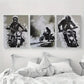 3pcs Black and White Motocross Racing Metal Print Ready to Hang Art