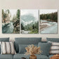 3pcs Serene Forest River, Misty Mountains Metal Print Ready to Hang Art