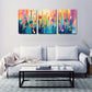3pcs  Vibrant Floral With Pink, Yellow, Blue  Wall Art Set Canvas Framed 40x60cm - High Quality Print 100% Australian Made Wall Canvas Ready to Hang