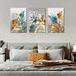 3pcs Modern Golden Butterfly Leaf Metal Print Ready to Hang Art