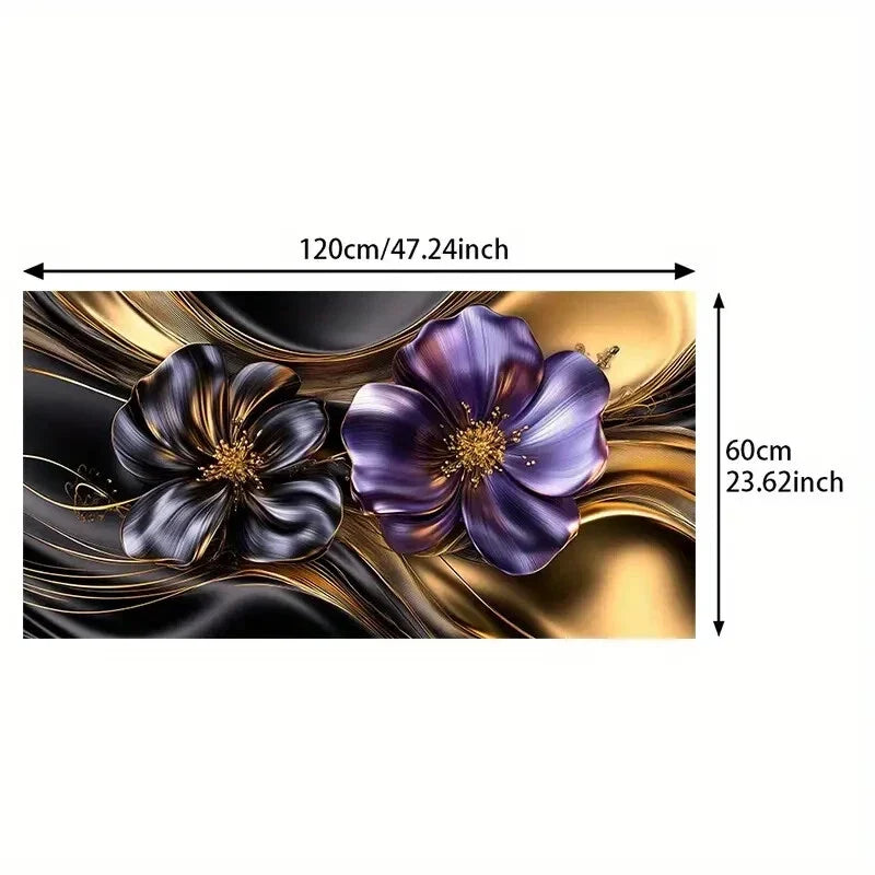 Abstract Purple Flowers wall canvas office home room framed 120x60cm