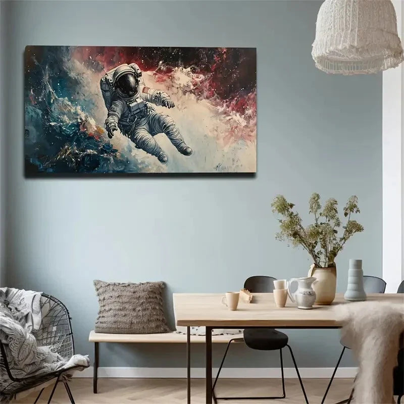 Astronaut In Colourful Clouds Wall Art Canvas Office Home Room Framed 120x60cm