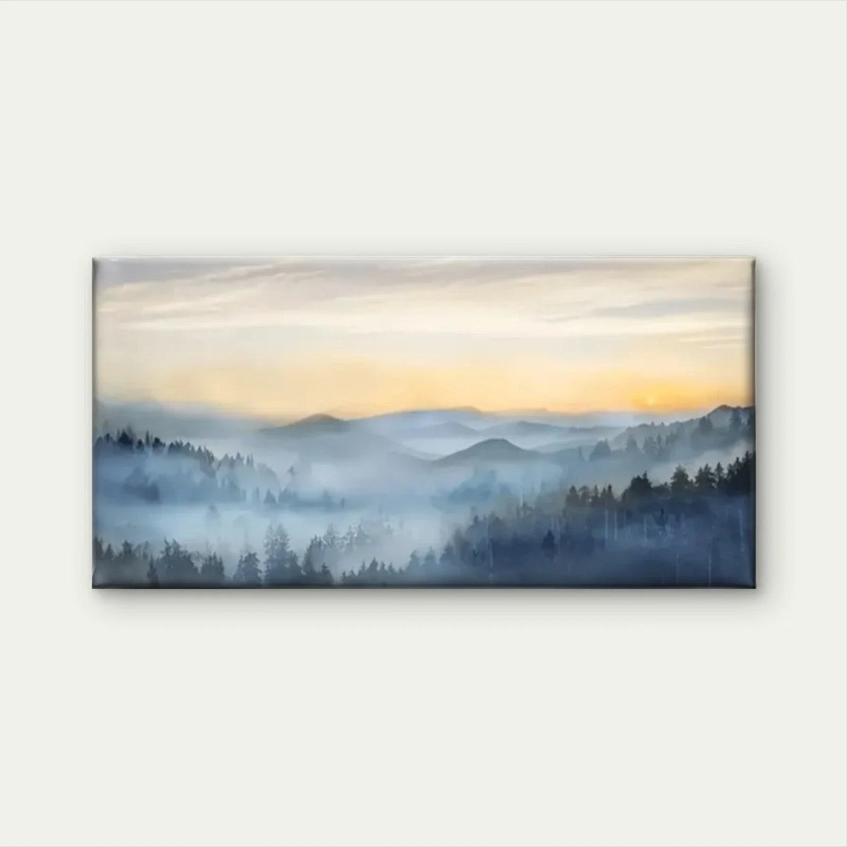 Mountains Mist Clouds Forest Wall Art Canvas Office Home Room Framed 80x45cm