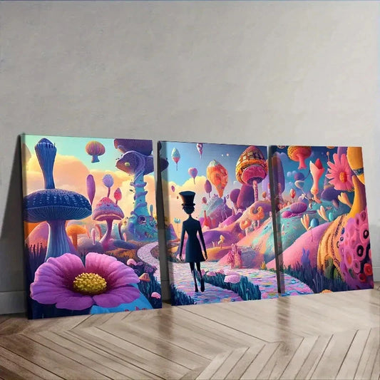 3pcs Strange place (6), Wall Art Set Canvas Framed 40x60cm - High Quality Print 100% Australian Made Wall Canvas Ready to Hang
