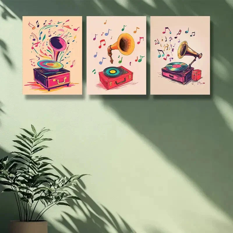 3pcs  Note, record Art Painting  Metal Print Ready to Hang Art