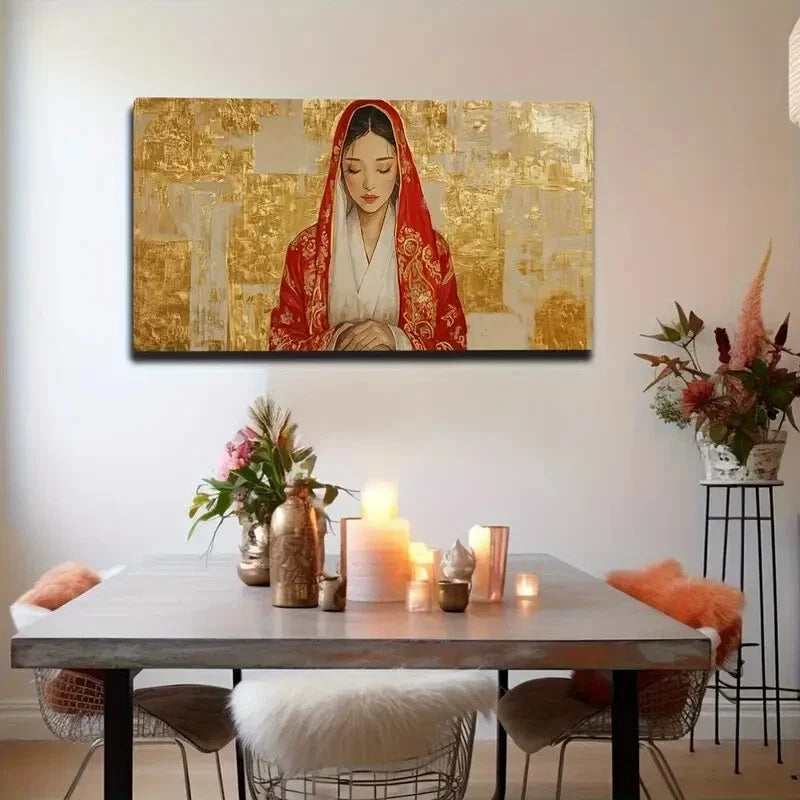 Traditional Attire Figure Ideal Wall Art Canvas Office Home Room Framed 80x45cm