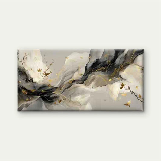 Golden Marble-like Abstract WaveWall Art Canvas Office Home Room Framed 80x45cm