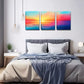 3pcs Ocean Sunset with Reflective Water Wall Art Set Canvas Framed 40x60cm - High Quality Print 100% Australian Made Wall Canvas Ready to Hang