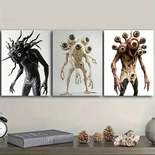 3pcs Eye monster Art Painting  Metal Print Ready to Hang Art