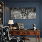3pcs Black And White Tiger, Wild Nature Metal Print Ready to Hang Art