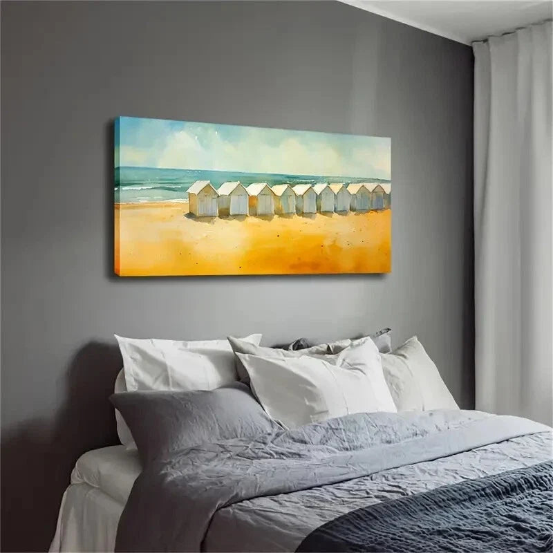 Neat White House Beach Wall Art Canvas Office Home Room Framed 120x60cm