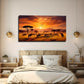 Prairie Sunset Animals Coming Wall Art Canvas Office Home Room Framed 80x45cm