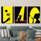 3pcs Ink Painting of Rose, Woman & Cat, Metal Print Ready to Hang Art