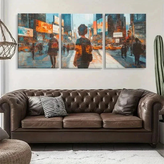 3pcs Dynamic Digital Influence Modern Perfect Wall Art Set Canvas Framed 40x60cm - High Quality Print 100% Australian Made Wall Canvas Ready to Hang