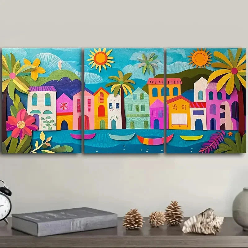 3pcs  Coastal city of Rio de Janeiro, Brazil Wall Art Set Canvas Framed 40x60cm - High Quality Print 100% Australian Made Wall Canvas Ready to Hang
