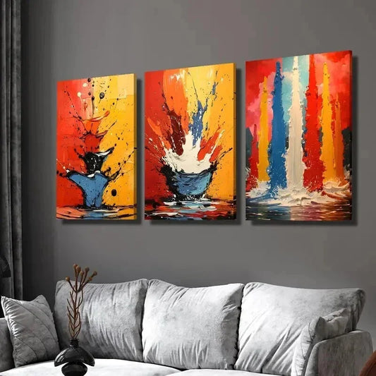 3pcs Abstract Color Oil Painting Texture Wall Art Set Canvas Framed 40x60cm - High Quality Print 100% Australian Made Wall Canvas Ready to Hang