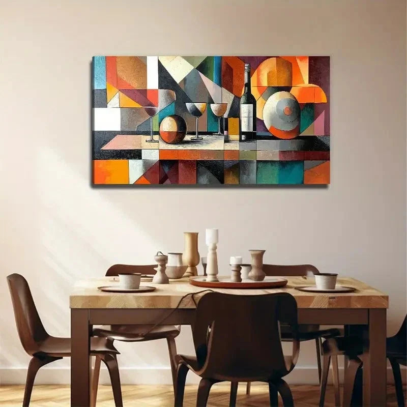 Modern Abstract Dining Table Wall Art Canvas Office Home Room Framed 120x60cm