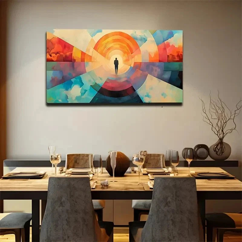 Yellow Aperture Decoration Wall Art Canvas Office Home Room Framed 120x60cm
