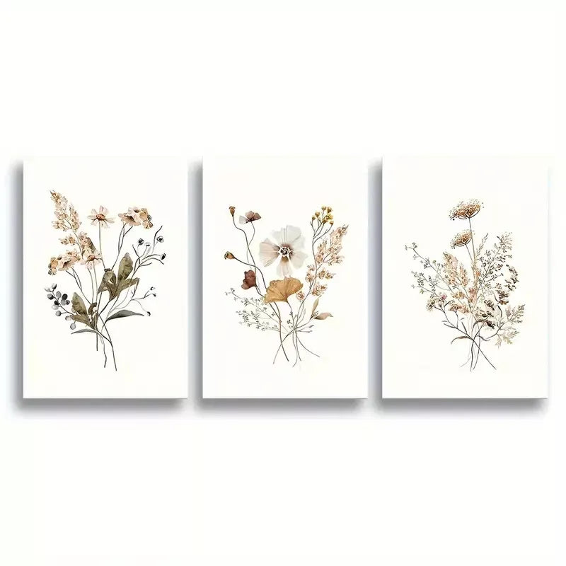 3pcs Boho Botanical with Vintage Green Leaves Canvas Framed 40x60cm - High Quality Print 100% Australian Made Wall Canvas Ready to Hang