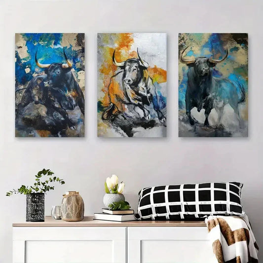 3pcs Artistic Monkey Abstract Animal Metal Print Ready to Hang Art