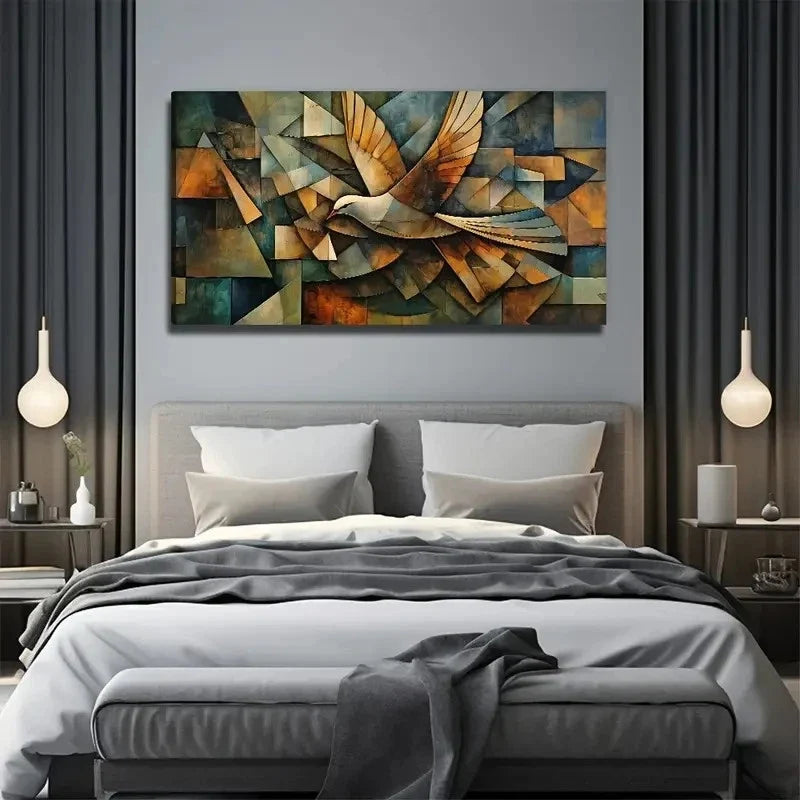 Vibrant Geometric Design Wall Art Canvas Office Home Room Framed 80x45cm