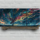 3pcs Colourful Phoenix Girl Golden Blue Metal Print Ready to Hang Art