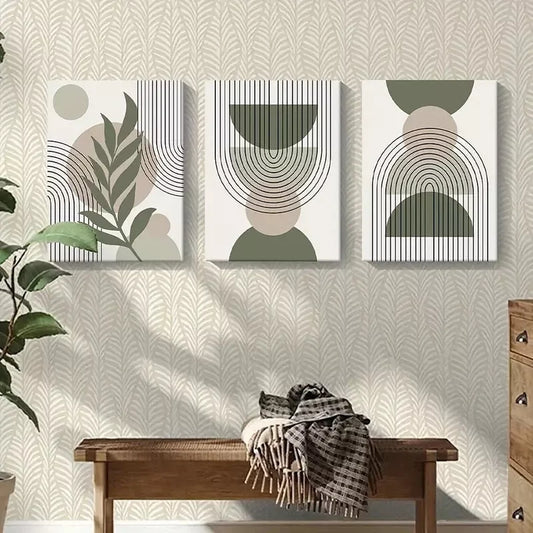 3pcs Green Sage Boho Art Canvas Framed 40x60cm - High Quality Print 100% Australian Made Wall Canvas Ready to Hang
