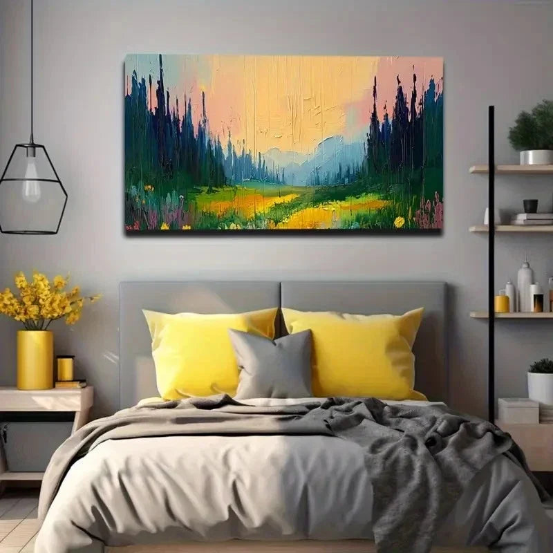 Forest And Mountain Path Wall Art Canvas Office Home Room Framed 120x60cm