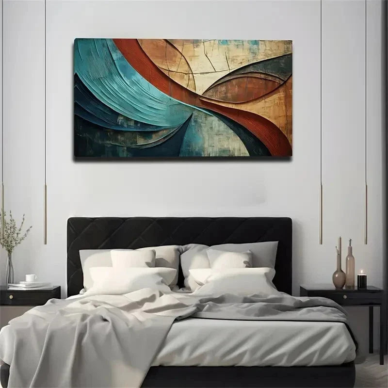 Abstract Graphics A River Wall Art Canvas Office Home Room Framed 120x60cm