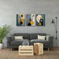 3pcs Boho Chic Geometric & Eucalyptus Leaf , Metal Print Ready to Hang Art