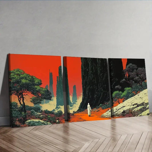 3pcs  Strange planet (3) Wall Art Set Canvas Framed 40x60cm - High Quality Print 100% Australian Made Wall Canvas Ready to Hang