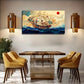 Sailboat On The Sea Red Sun Wall Art Canvas Office Home Room Framed 80x45cm