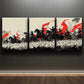 3pcs Black Horses Warriors Fight Metal Print Ready to Hang Art