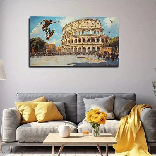 Colosseum Conference Décor Wall Art Canvas Office Home Room Framed 120x60cm