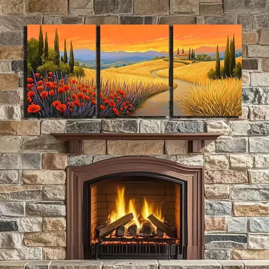 3pcs Flowers Blooming in The Countryside Wall Art Set Canvas Framed 40x60cm - High Quality Print 100% Australian Made Wall Canvas Ready to Hang