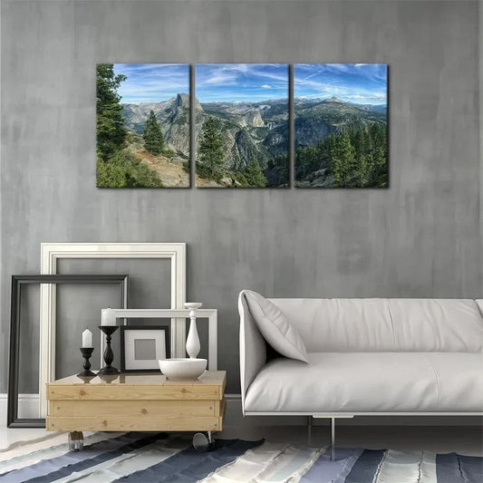 3pcs Park Mountain Forest Painting Metal Print Ready to Hang Art