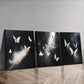 3pcs Featuring White Butterflies in Flight Wall Art Set Canvas Framed 40x60cm - High Quality Print 100% Australian Made Wall Canvas Ready to Hang