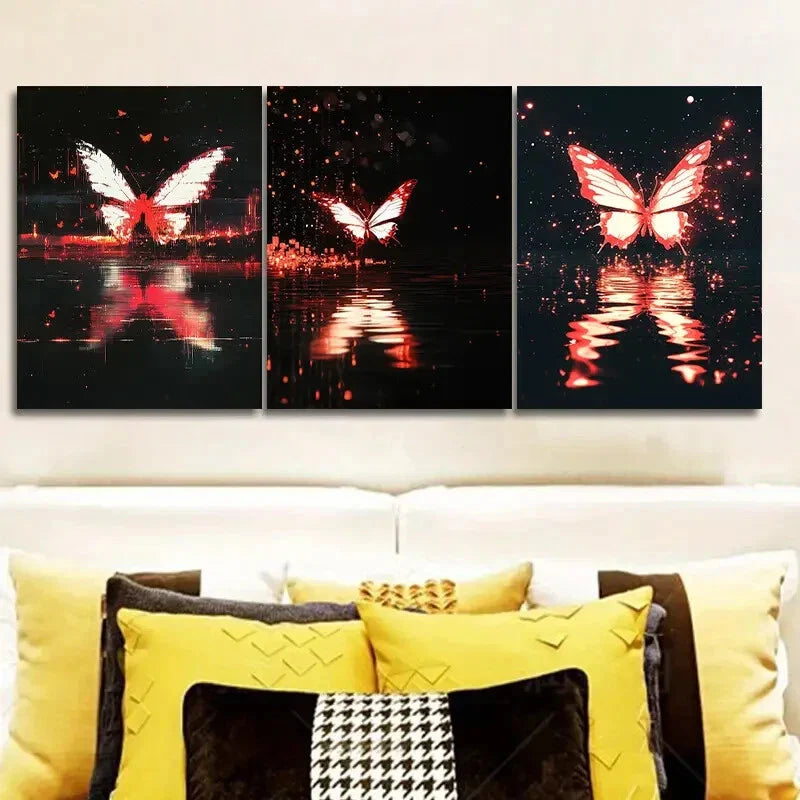 3pcs Butterfly fault art (7)  Wall Art Set Canvas Framed 40x60cm - High Quality Print 100% Australian Made Wall Canvas Ready to Hang