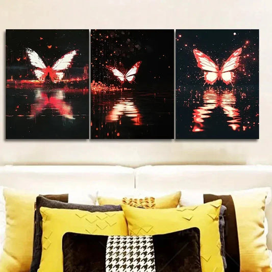 3pcs Butterfly fault art (7)  Wall Art Set Canvas Framed 40x60cm - High Quality Print 100% Australian Made Wall Canvas Ready to Hang
