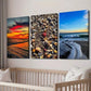3pcs Vibrant Beach Sunset Seashells & Waves Wall Art Set Canvas Framed 40x60cm - High Quality Print 100% Australian Made Wall Canvas Ready to Hang
