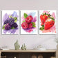 3pcs Vibrant fresh fruit art, grapes raspberries Metal Print Ready to Hang Art