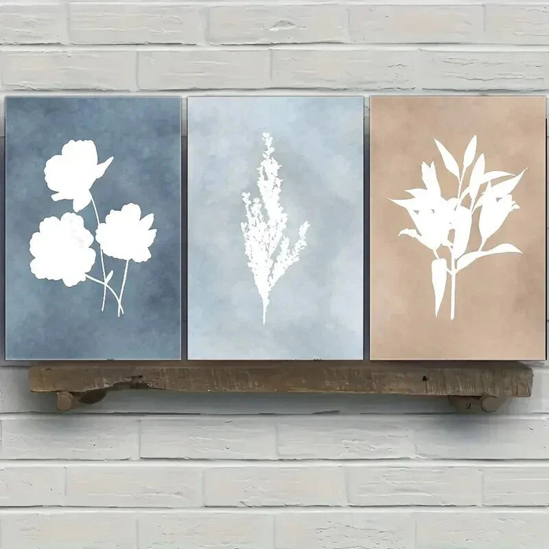 3pcs Floral Poster Abstract Art Dormitory Metal Print Ready to Hang Art
